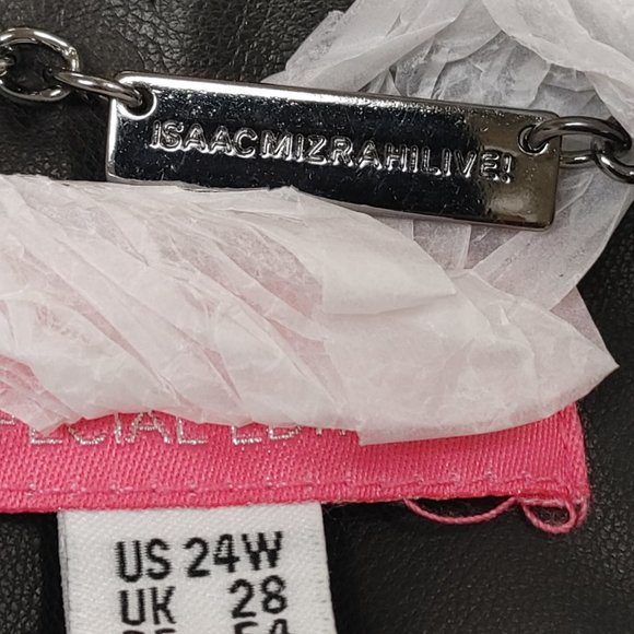 faux leather short sleeve jacket size 24W by SAACMIZRAHILIVE SPECIAL EDITION NWT - Picture 6 of 11